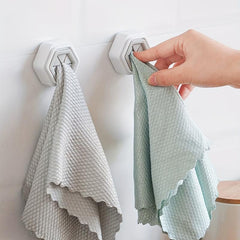 Self Adhesive Push Towel Hooks for Kitchen & Bathroom