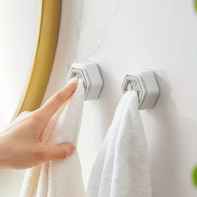 Self Adhesive Push Towel Hooks for Kitchen & Bathroom