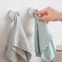Self Adhesive Push Towel Hooks for Kitchen & Bathroom