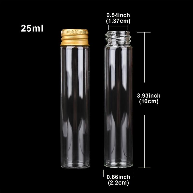 10pcs Glass Bottles With Golden Aluminium Lids Small Mini Glass Jars
