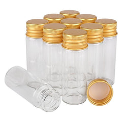 10pcs Glass Bottles With Golden Aluminium Lids Small Mini Glass Jars