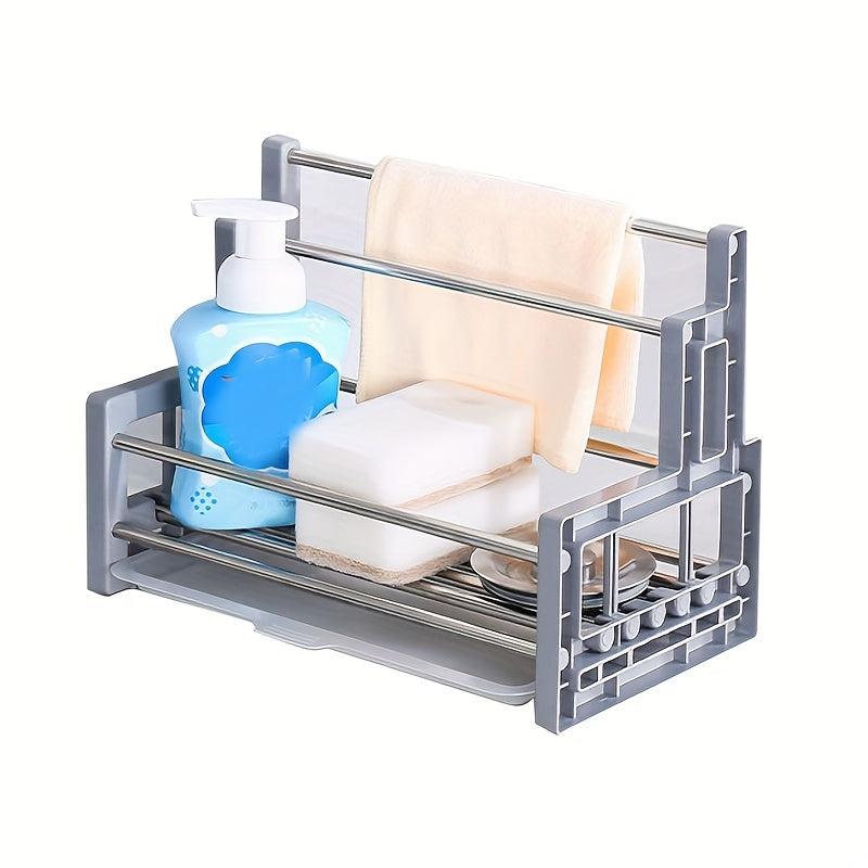 Kitchen Sink Sponge & Cloth Holder Stainless Steel Organizer Rack