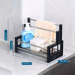 Kitchen Sink Sponge & Cloth Holder Stainless Steel Organizer Rack