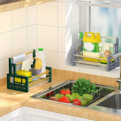 Kitchen Sink Sponge & Cloth Holder Stainless Steel Organizer Rack