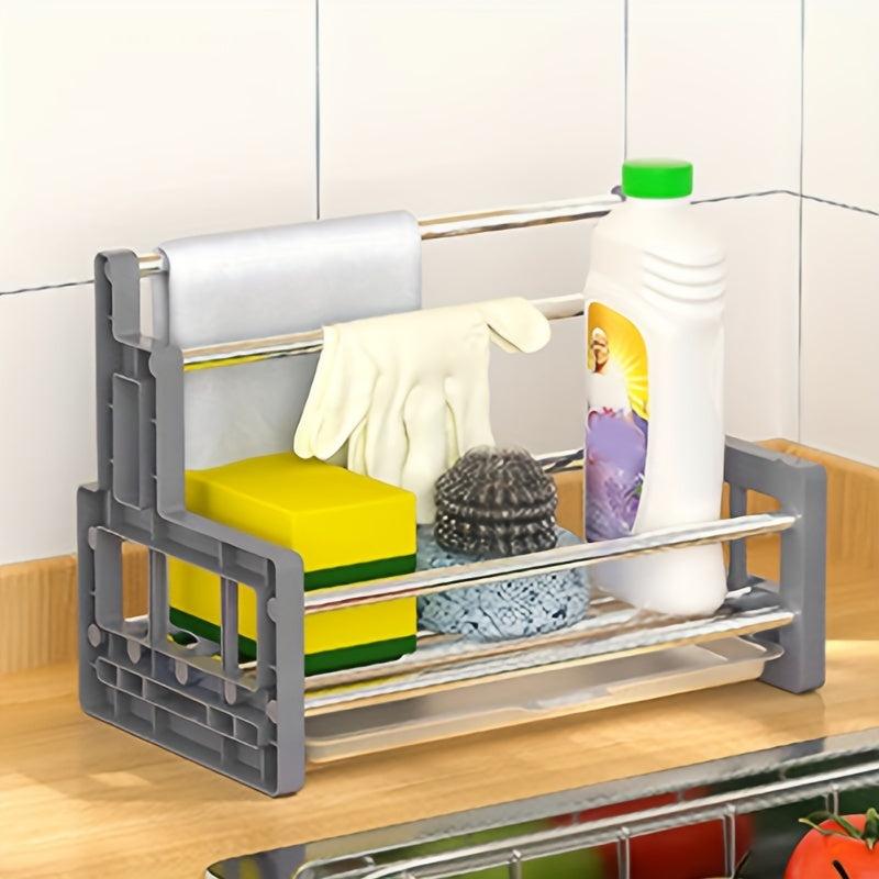 Kitchen Sink Sponge & Cloth Holder Stainless Steel Organizer Rack