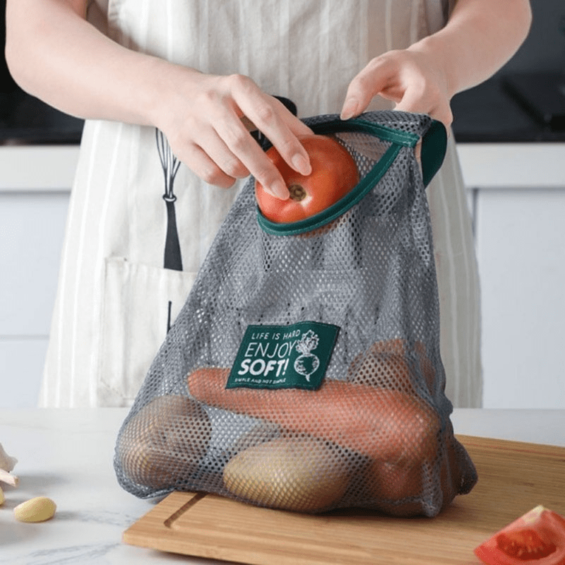 Large Capacity Storage Hanging Bag Kitchen Organize Mesh Bag Leakproof
