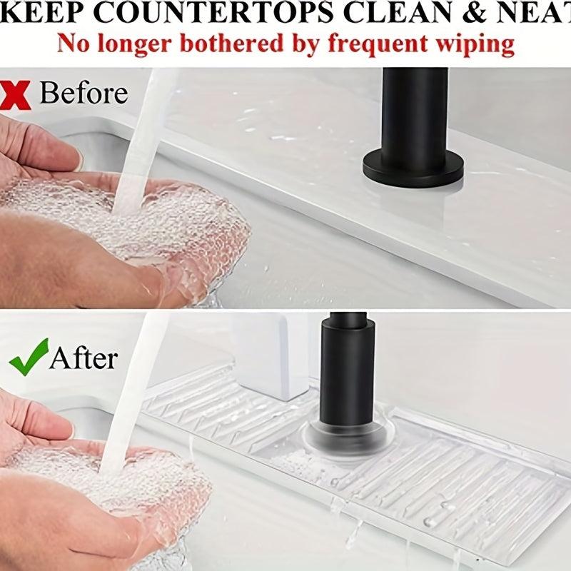 Silicone Sink Splash Guard with Drain, Faucet Mat, Soap Dish & Sponge Holder