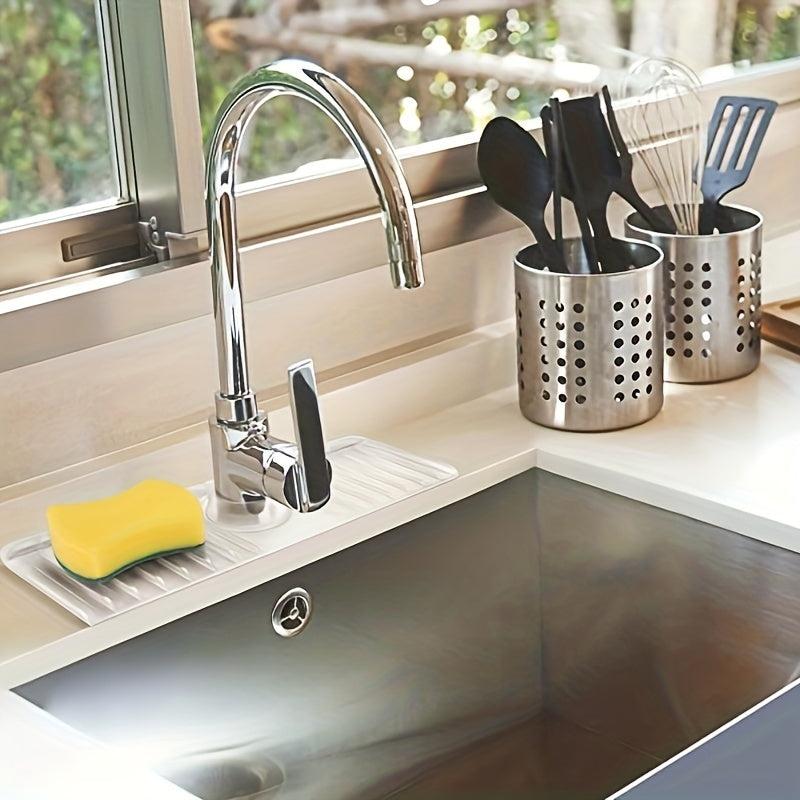 Silicone Sink Splash Guard with Drain, Faucet Mat, Soap Dish & Sponge Holder