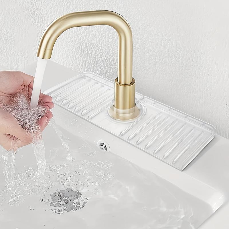 Silicone Sink Splash Guard with Drain, Faucet Mat, Soap Dish & Sponge Holder