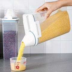 2.5L Rice Bucket with Measuring Cup Large Capacity Storage Container
