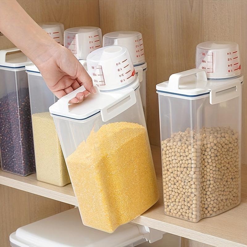 2.5L Rice Bucket with Measuring Cup Large Capacity Storage Container