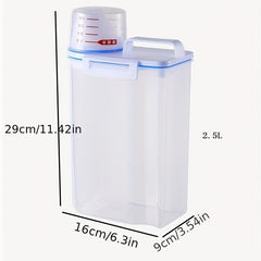 2.5L Rice Bucket with Measuring Cup Large Capacity Storage Container