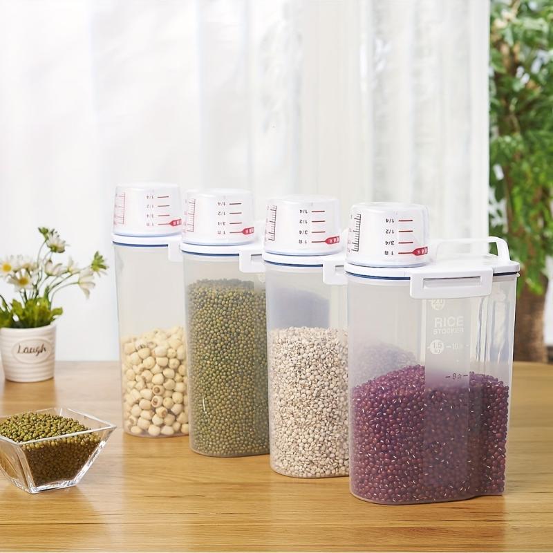 2.5L Rice Bucket with Measuring Cup Large Capacity Storage Container
