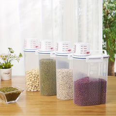 2.5L Rice Bucket with Measuring Cup Large Capacity Storage Container