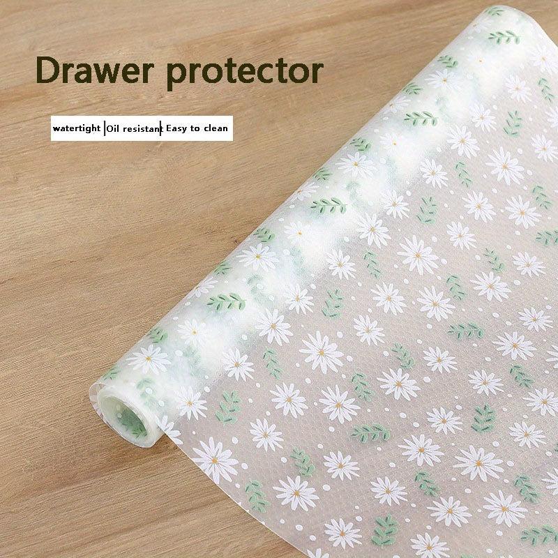 Daisy Printed Clear Shelf Liners Waterproof Refrigerator Mat