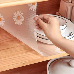 Daisy Printed Clear Shelf Liners Waterproof Refrigerator Mat