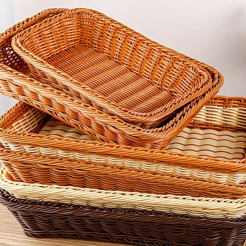 Rattan Rectangular Storage Basket for Fruit and Vegetables