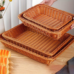 Rattan Rectangular Storage Basket for Fruit and Vegetables