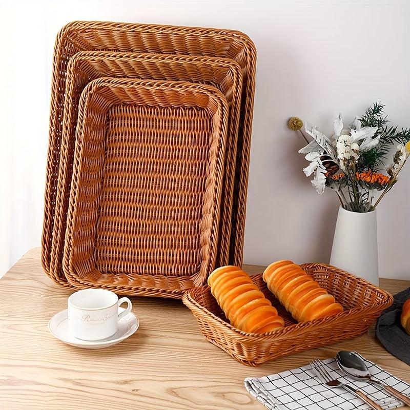 Rattan Rectangular Storage Basket for Fruit and Vegetables