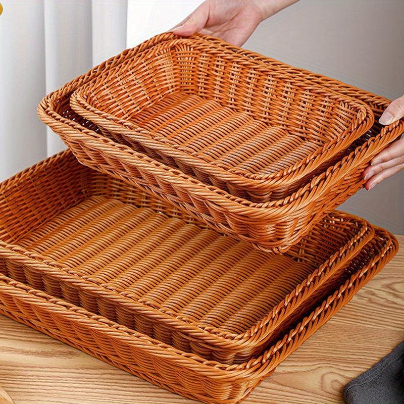 Rattan Rectangular Storage Basket for Fruit and Vegetables
