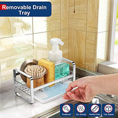 Stainless Steel Sponge Holder Sink Organizer with Drain Tray