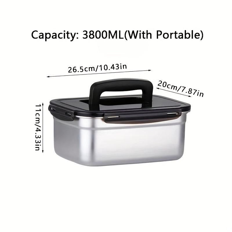 304 Stainless Steel Food Storage Box with Tote Lid
