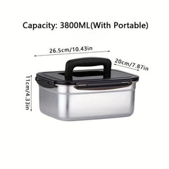 304 Stainless Steel Food Storage Box with Tote Lid