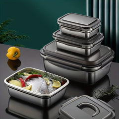304 Stainless Steel Food Storage Box with Tote Lid