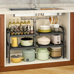 Adjustable Under Sink Organizer Expandable Rack