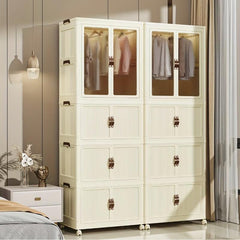Foldable Clothes Storage Cabinet Stackable Wardrobe Organizer