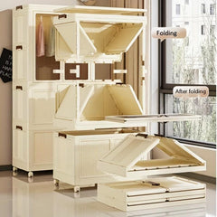 Foldable Clothes Storage Cabinet Stackable Wardrobe Organizer