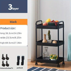 Multifunctional Kitchen Cart with Caster Wheels 4 Layer Utensil Rack