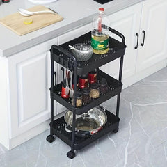 Multifunctional Kitchen Cart with Caster Wheels 4 Layer Utensil Rack