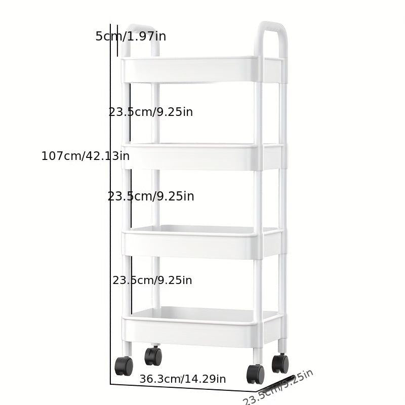 Multifunctional Kitchen Cart with Caster Wheels 4 Layer Utensil Rack
