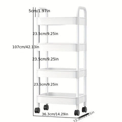Multifunctional Kitchen Cart with Caster Wheels 4 Layer Utensil Rack