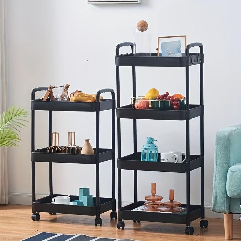 Multifunctional Kitchen Cart with Caster Wheels 4 Layer Utensil Rack