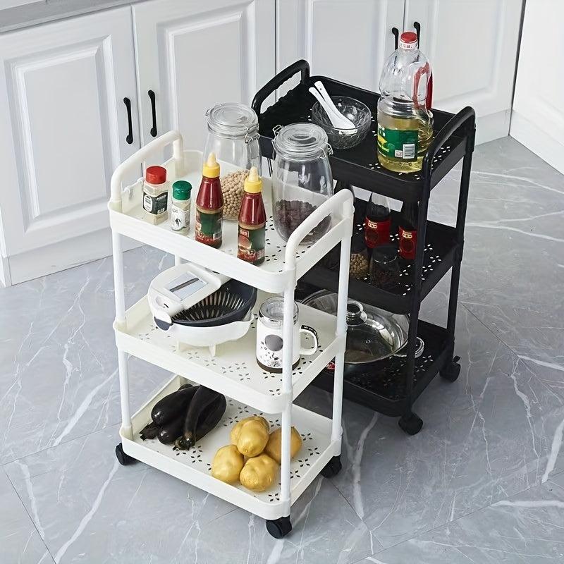 Multifunctional Kitchen Cart with Caster Wheels 4 Layer Utensil Rack