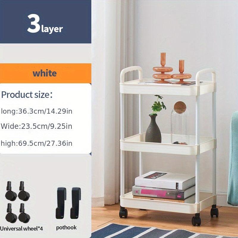 Multifunctional Kitchen Cart with Caster Wheels 4 Layer Utensil Rack