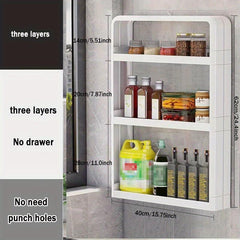 3 Tier Spice Rack Organizer with Hooks