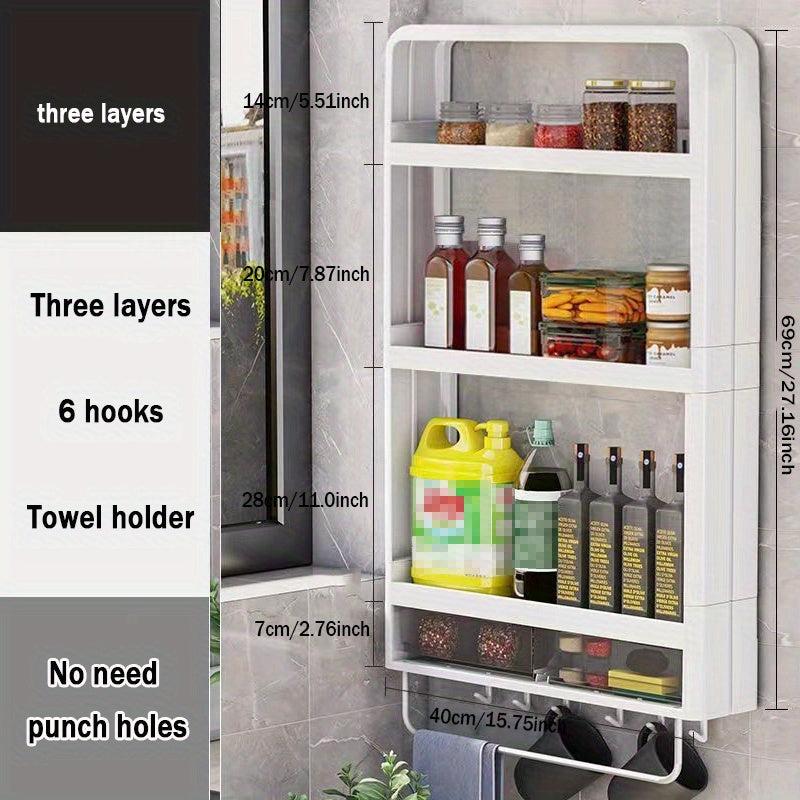 3 Tier Spice Rack Organizer with Hooks
