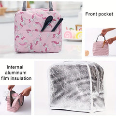 1pc Flamingo Lunch Box Bag Thermal Insulated Portable Bag