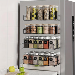 4pcs Refrigerator Side Rack Seasoning Bottle Spice Racks Wall Mount Metal