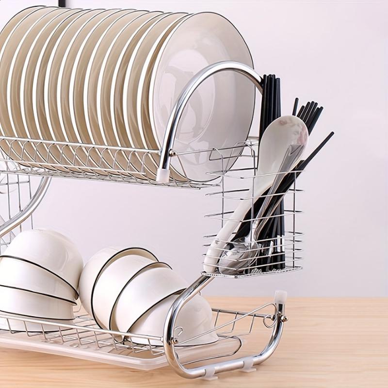 2-Layer Dish Bowl Rack for Household Storage