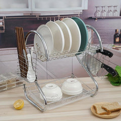 2-Layer Dish Bowl Rack for Household Storage