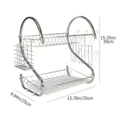 2-Layer Dish Bowl Rack for Household Storage
