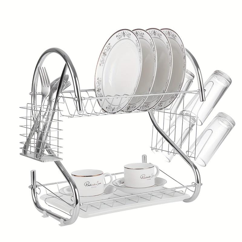 2-Layer Dish Bowl Rack for Household Storage