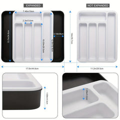 Expandable Drawer Flatware Organizer Double Layer Storage Box