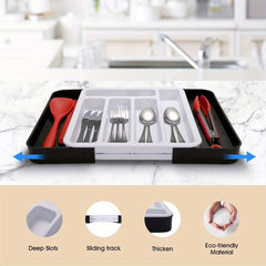 Expandable Drawer Flatware Organizer Double Layer Storage Box