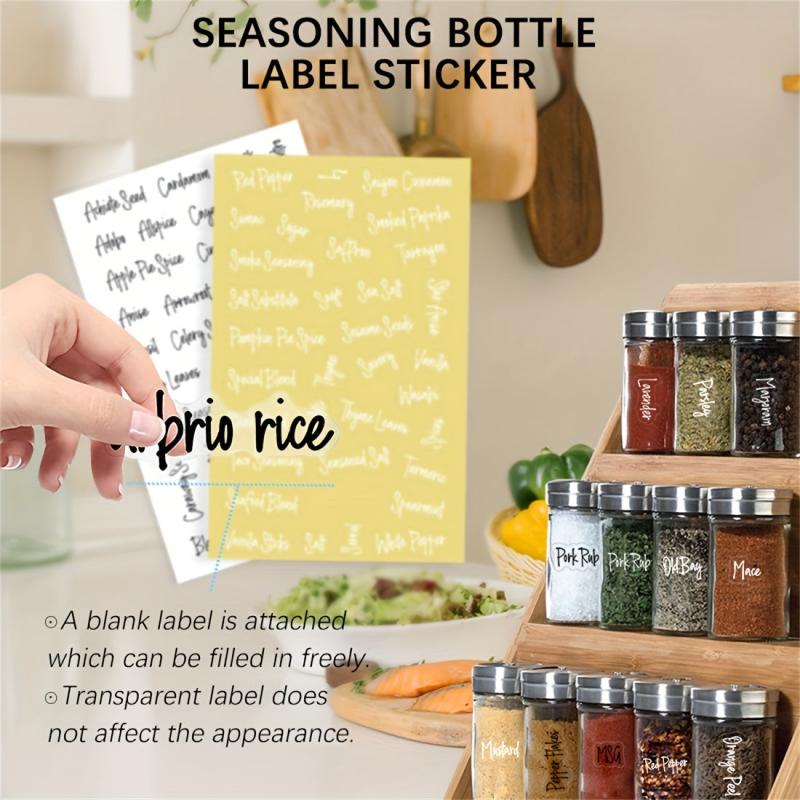 278pcs Transparent Kitchen Pantry Labels Preprinted Spice Labels For Jars