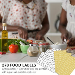 278pcs Transparent Kitchen Pantry Labels Preprinted Spice Labels For Jars